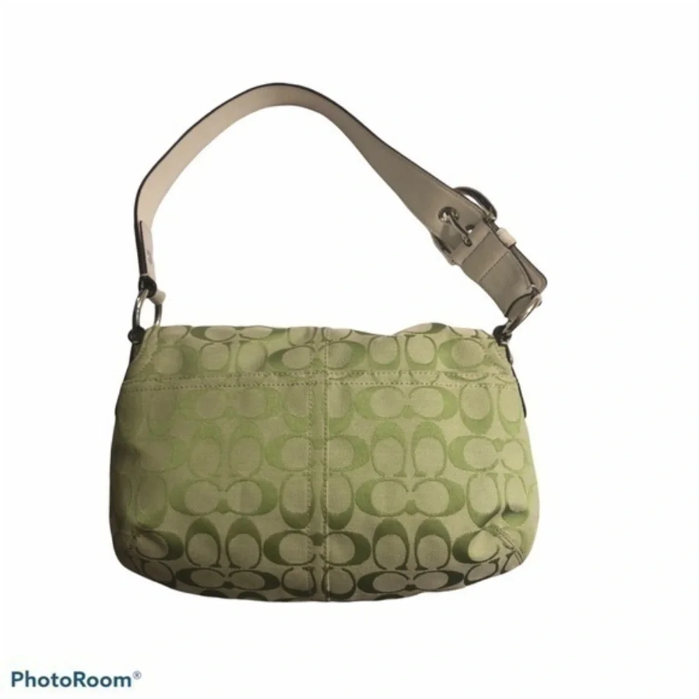 Coach RARE signature y2k green white leather soho bag f15668
